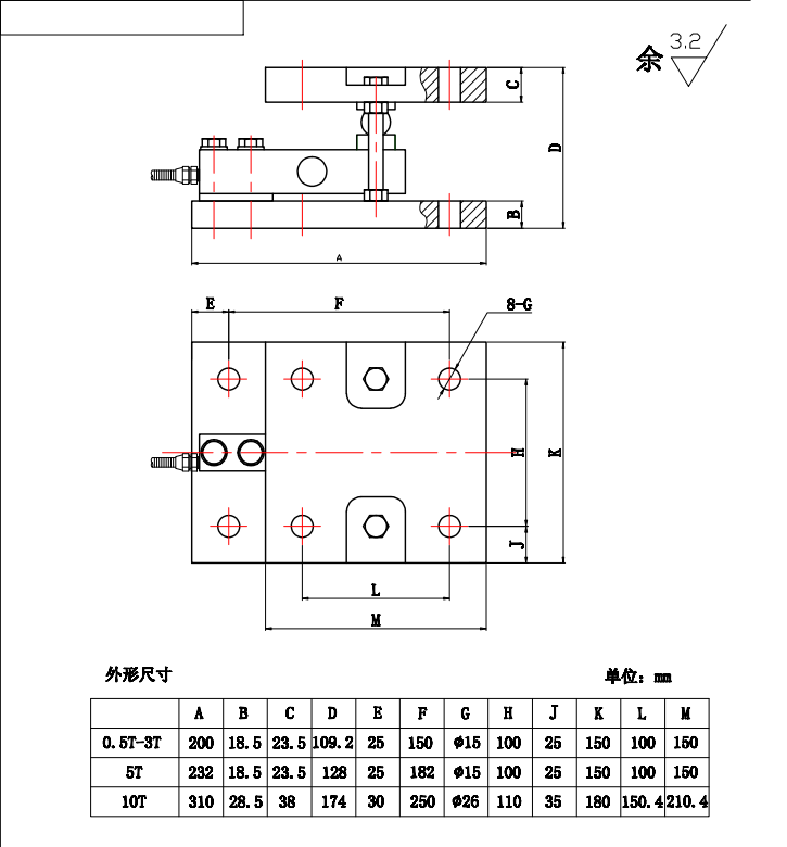 懸臂梁稱(chēng)重模塊尺寸GH-MK