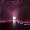 造型木紋鋁方通_商場連鎖餐廳裝飾造型弧形鋁方通