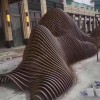 自助餐廳幕墻裝飾造型鋁單板_木紋波浪板