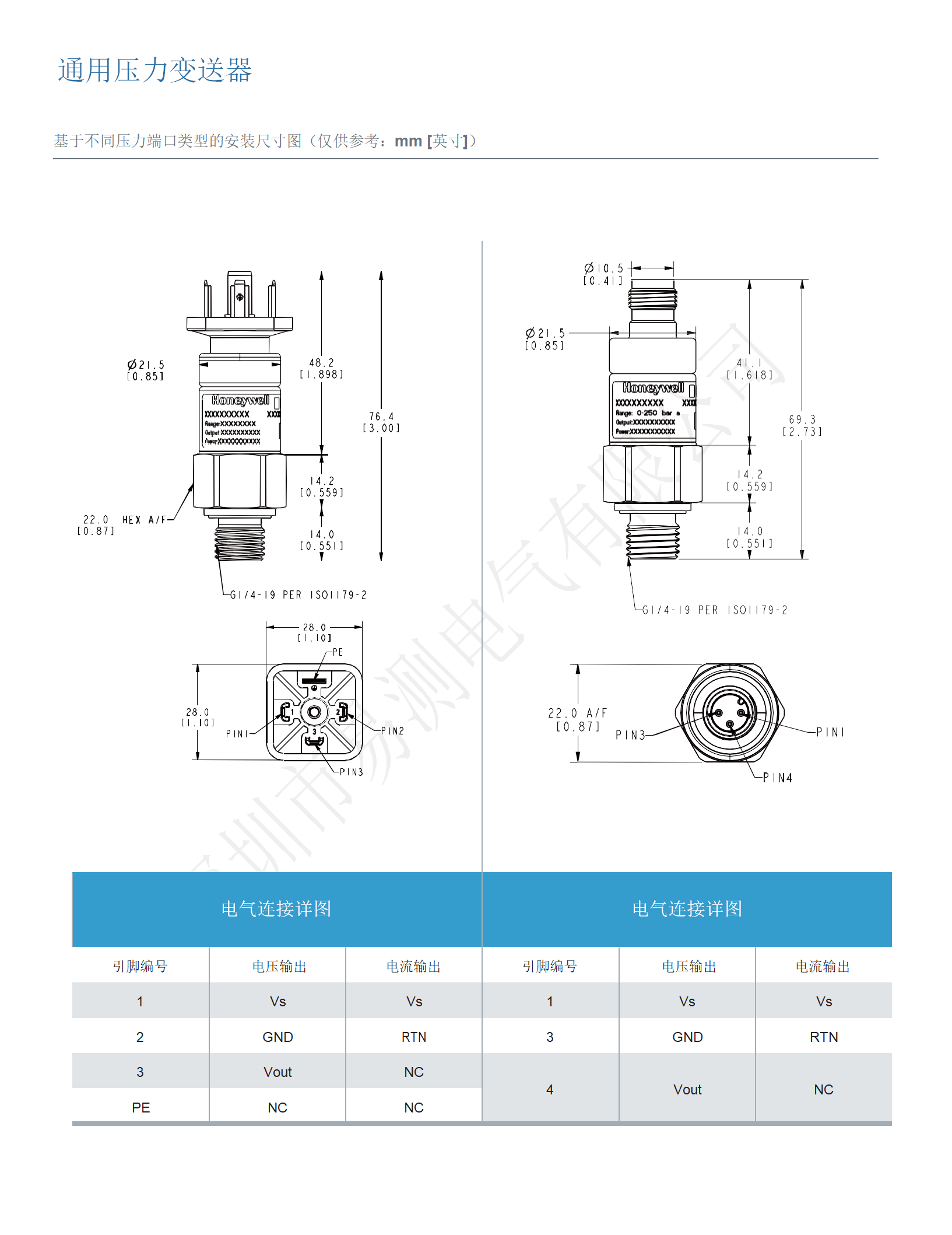 Honeywell霍尼韋爾壓力傳感器/變送器GPT系列