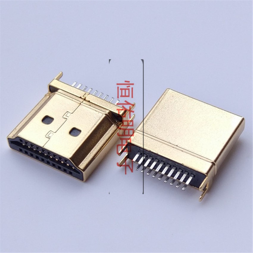 HDMI 19PIN公頭夾板式 夾板1.2 1.6mm 大間距高清鍍金插頭