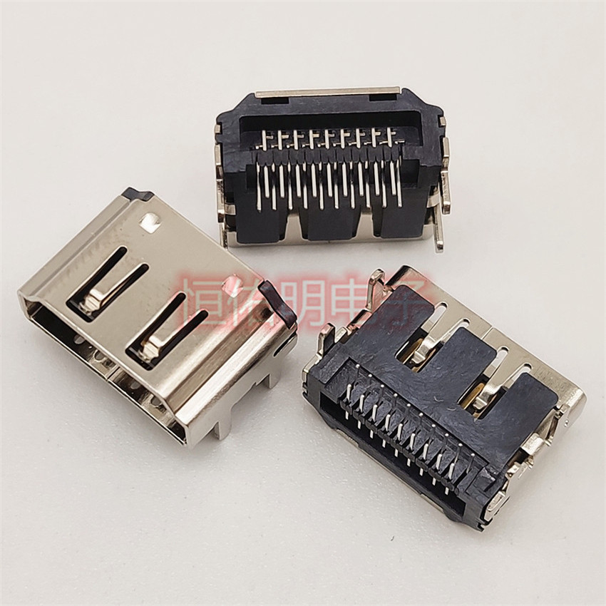HDMI 19P反向母座 90度雙排插板DIP 短體 四腳插板