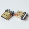 HDMI 19P焊線公頭 有柱A型帶凸眼帶彈片 鐵殼鍍金鍍鎳