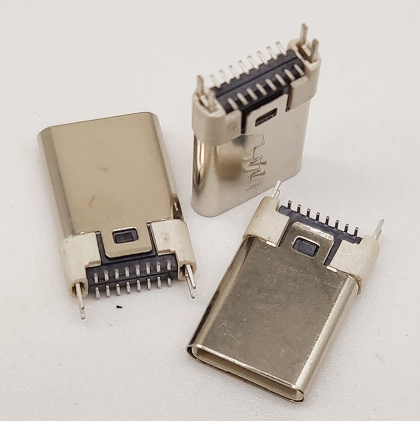 Type-c 16P立式公頭 180度立貼插頭 帶魚叉腳DIP 貼片SMT