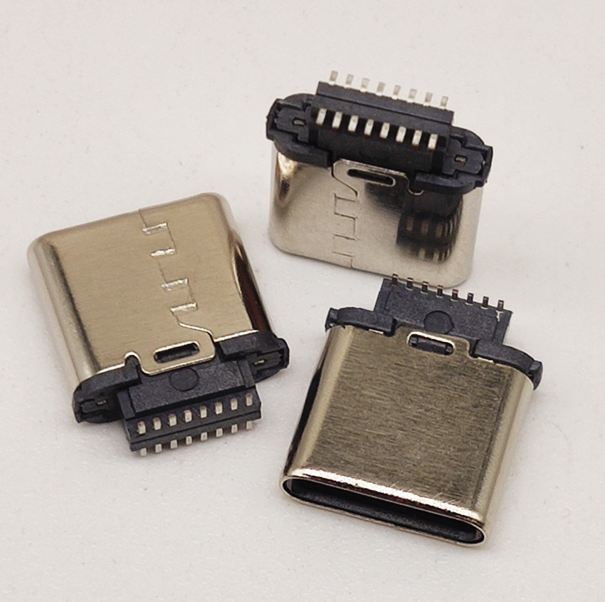 立式公頭 Type-c 16P立貼插頭 加長膠芯加高墊高L=9.6mm SMT式
