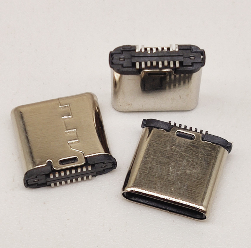 Type-c 16P立式公頭 180度立貼 長度7.9mm SMT插頭 黑色膠芯