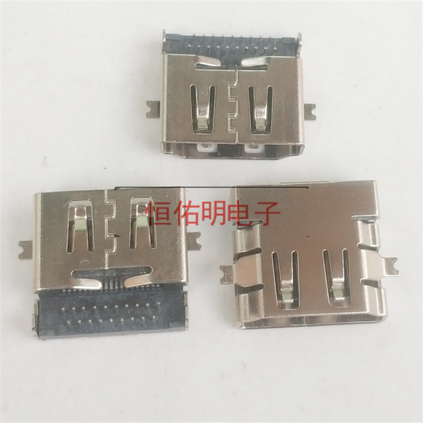 HDMI 19P反向沉板 母座貼片SMT 雙排90度DIP插板