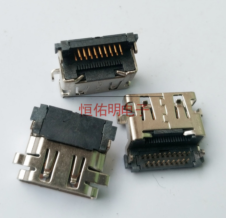 HDMI 19P反向沉板母座 板上高度1.18mm 雙排90度插板DIP