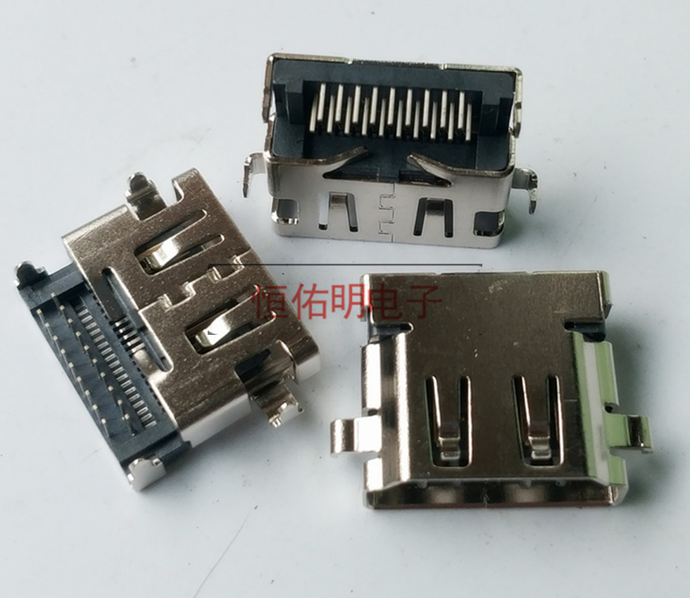 HDMI 19P反向母座 沉板式 板上2.86mm 雙排DIP插板