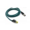 M12 D型4針公頭注塑一體成型式轉接RJ45帶線連接器（插頭）