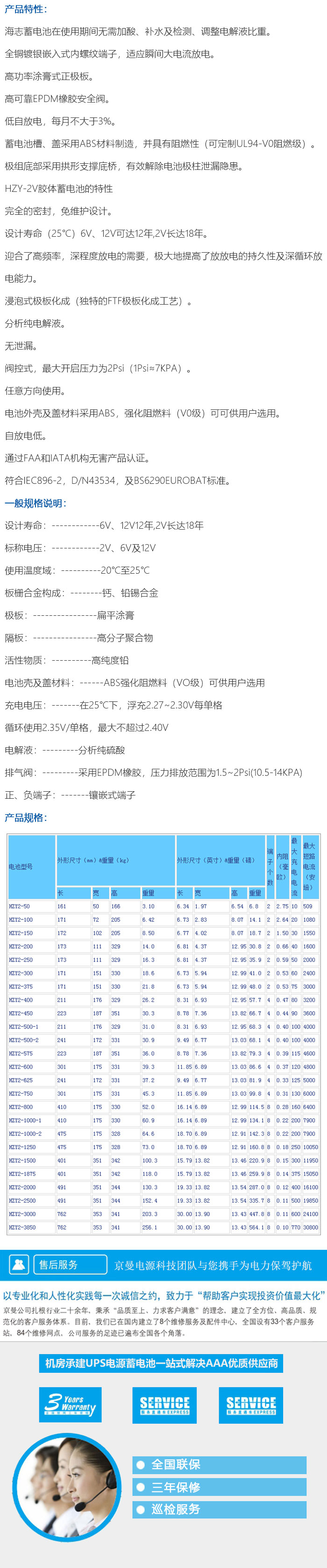HZY2V膠體蓄電池