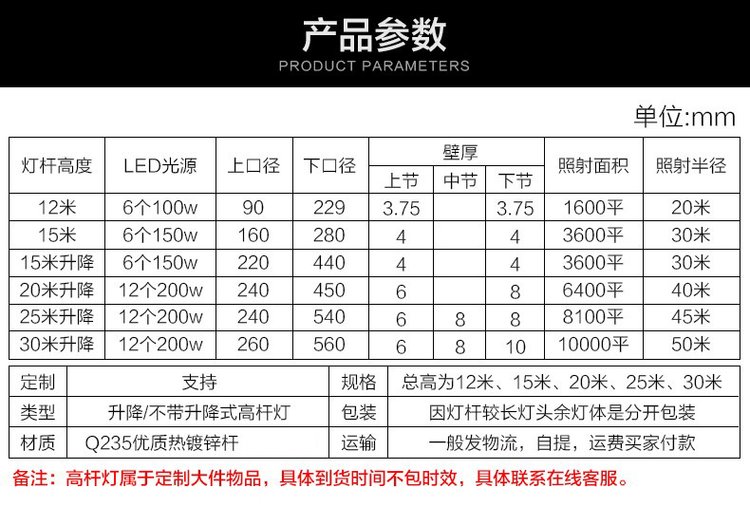 高桿燈參數
